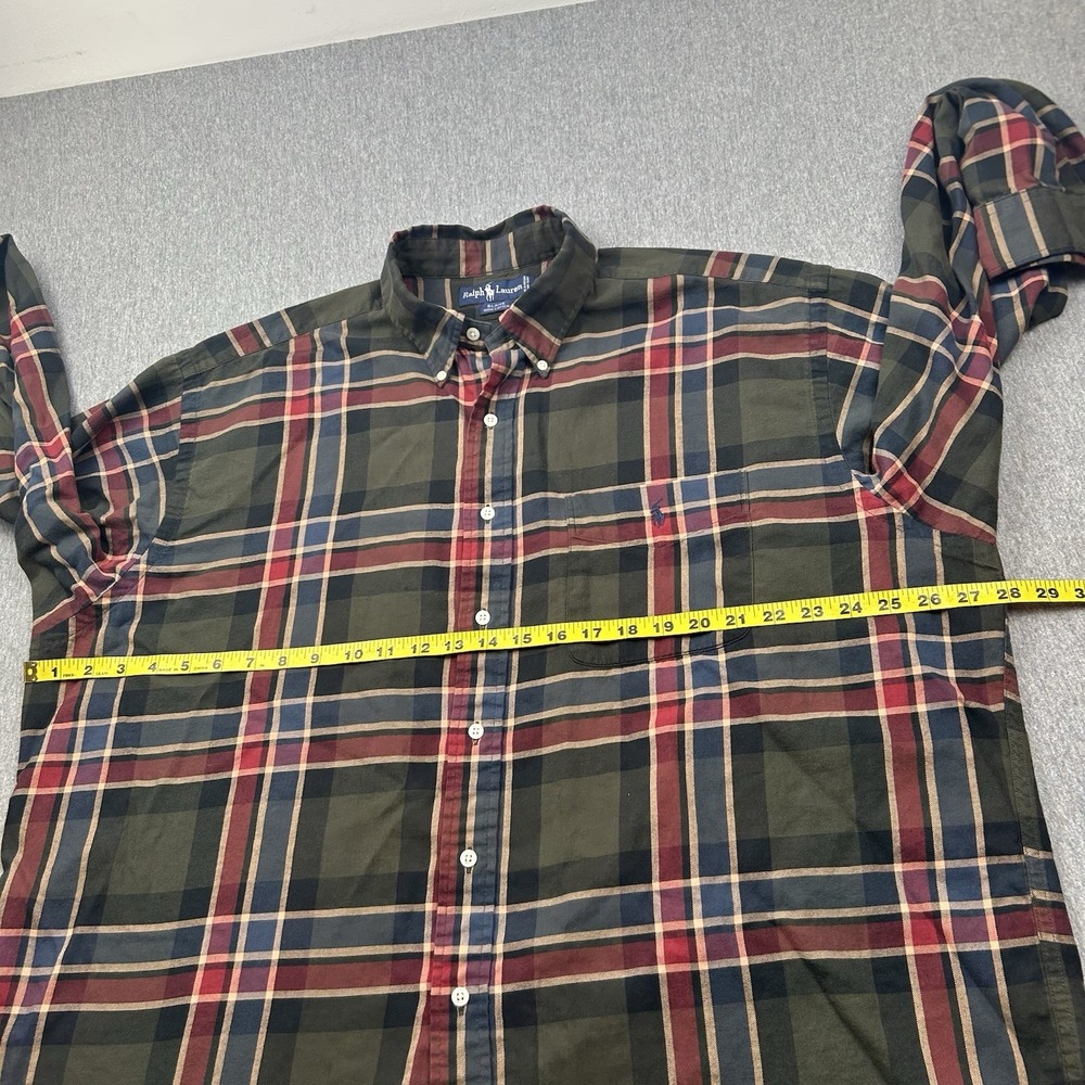 Ralph Lauren Blaire Shirt Mens XXL Green Blue Red Plaid Cotton Button Down - Picture 8 of 13